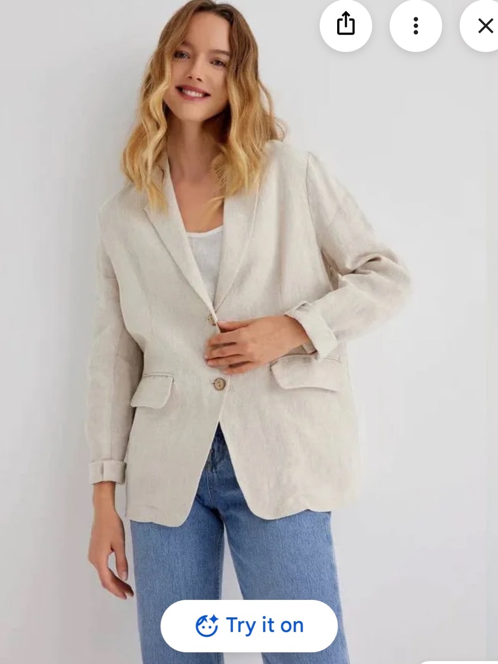 Grae Cove beige Linen Relaxed Fit Blazer